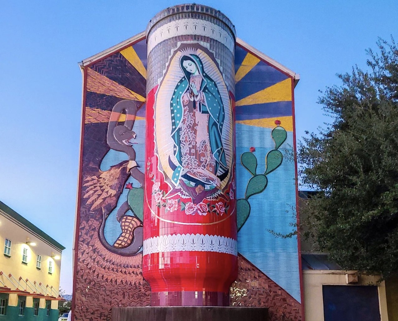 World's Largest Virgin Mary Mosaic, San Antonio
1301 Guadalupe St., San Antonio, roadsideamerica.com
San Antonio artist Jesse Treviño’s La Veladora is a large mosaic replica of a Catholic prayer candle in tribute to the Lady of Guadalupe.
Photo via Instagram / dumasdaily