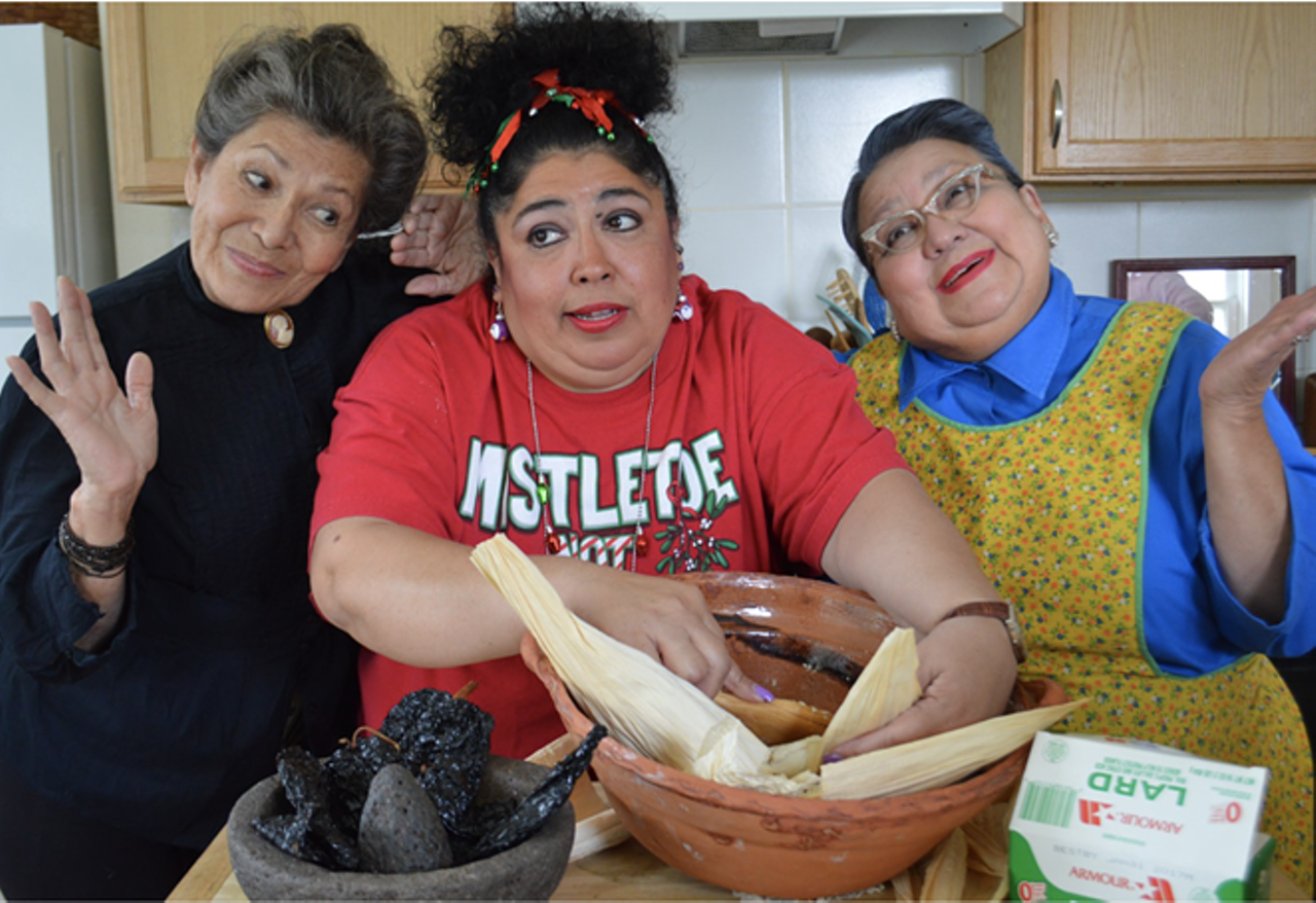 See Las Nuevas Tamaleras
If you're not ready to host a tamalada, the next best thing may be watching Las Nuevas Tamaleras, the long-running holiday comedy written by San Antonio playwright Alicia Mena.
Photo courtesy of Burras Finas Productions
