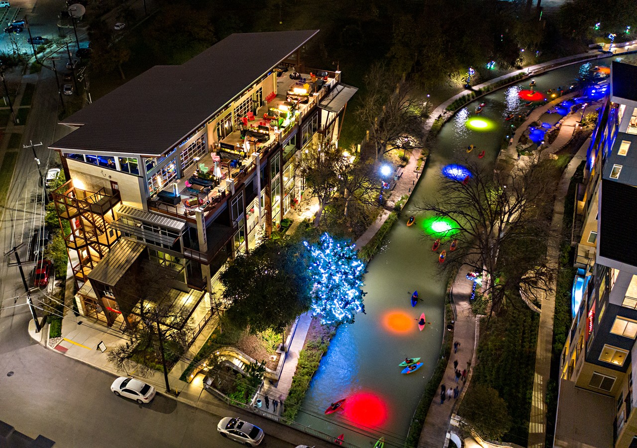 Kayak the illuminated San Antonio River
If you're feeling outdoorsy, partake in the newish holiday tradition of the Annual River of Lights Holiday Kayak Event, which explores the Museum Reach's "River of Lights" display. 
Photo courtesy of San Antonio River Authority
