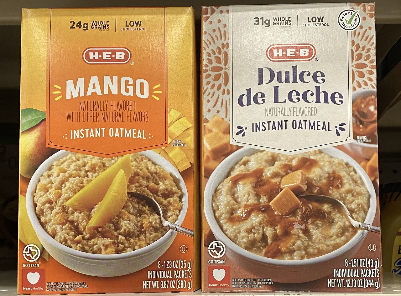 Puro Texas-inspired Instant Oatmeal Flavors
heb.com
H-E-B is changing the oatmeal game with innovative Texas-inspired options like Dulce de Leche and Mexican Hot Chocolate. If those seem a little daunting, though, you could always just stick to more classic flavors like Apple Cinnamon and Peaches and Cream.