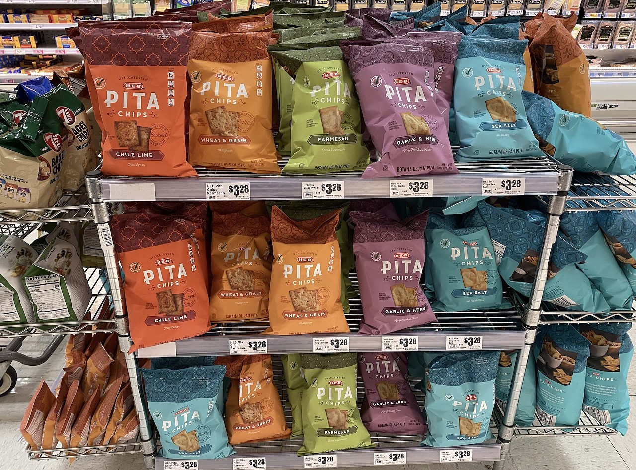 H-E-B Pita Chips
heb.com
Texans go to these for hummus and dips, whether entertaining a crowd or snacking alone. It’s not rare to show up at a party and see on one bag of H-E-B pita chips and another bag of H-E-B tortilla chips so revelers can tackle any dip or salsa.