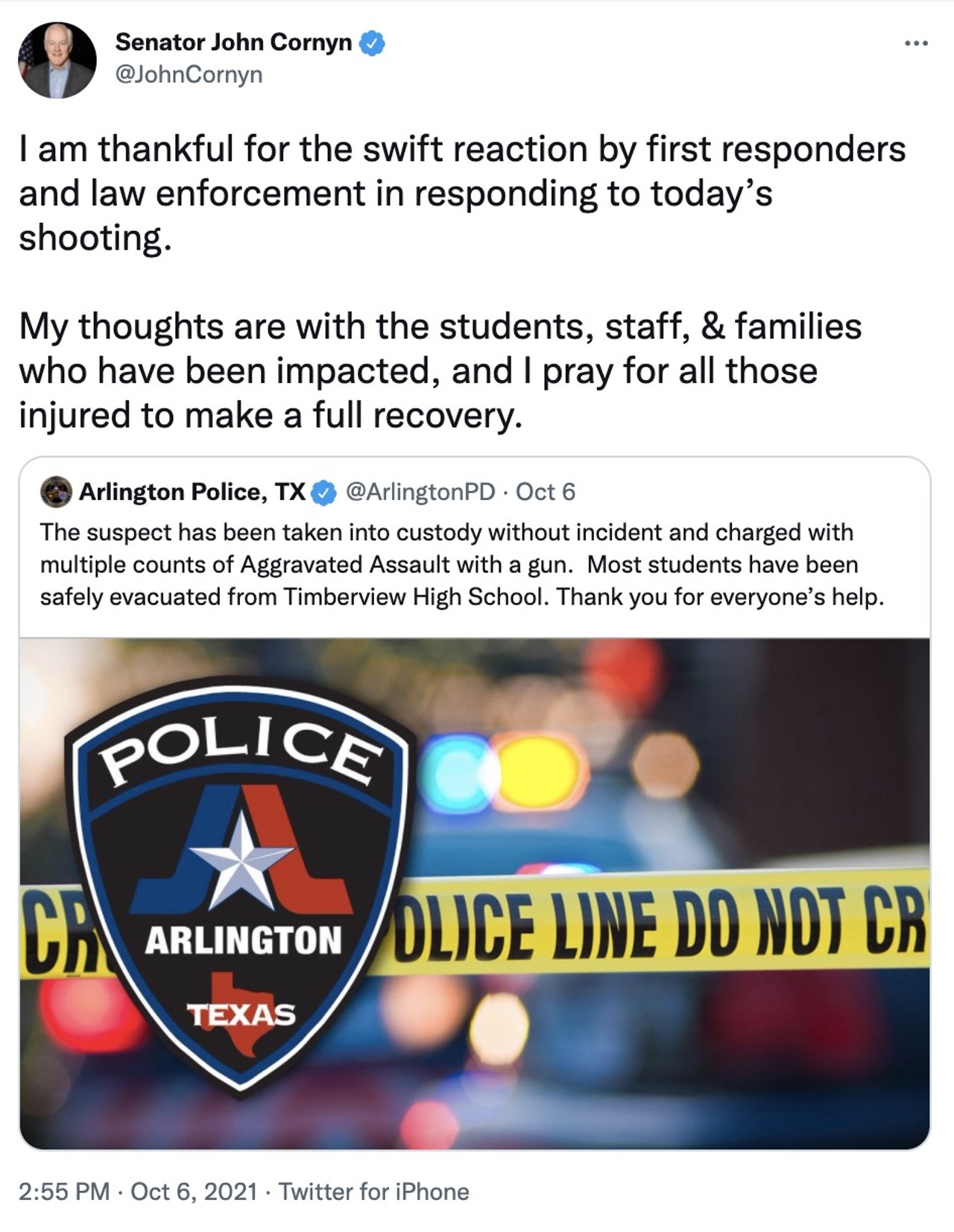 Thoughts and Prayers
Here's a couple's costume idea: Put on your best business attire and go as Texas Republican politicians tweeting after a school shooting. One partner can wear a sign around their neck reading "Thoughts" and the other can wear "Prayers."
Photo via Twitter / JohnCornyn