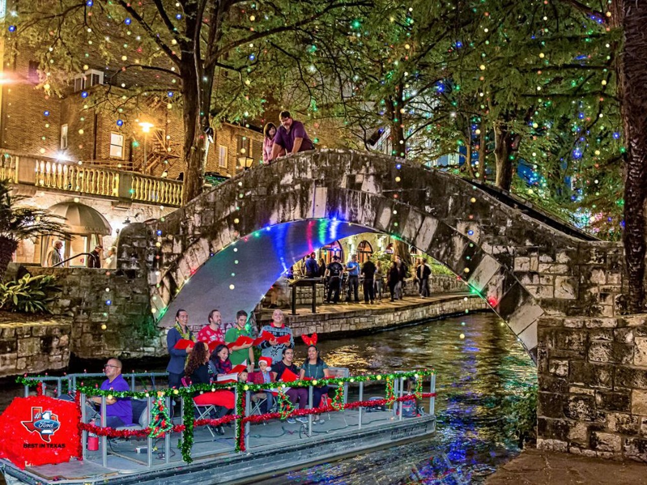 Carol in style on the San Antonio River
Forget going door-to-door— from Nov. 30-Dec. 23, carolers can hop on a river barge and spread the holiday spirit on the San Antonio River Walk. Reservations can be made on an individual basis, or for an entire boat.
