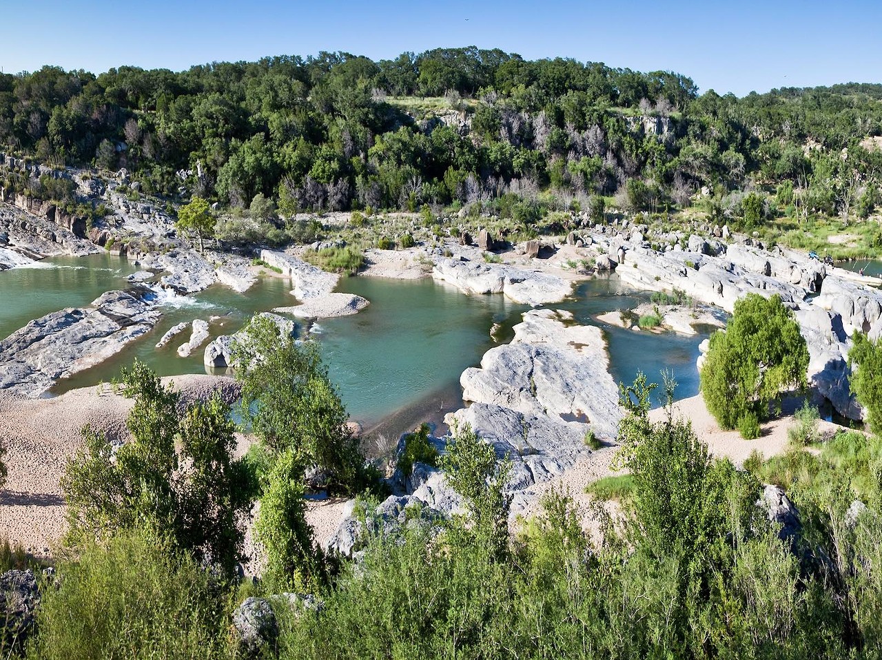 Pedernales Falls State Park
2585 Park Road 6026, Johnson City, (830) 868-7304, tpwd.texas.gov
Not too far from Johnson City are the tranquil, though sometimes turbulent, waters at Pedernales Falls. Certain areas are available to swim in, and there’s also chances for tubing, canoeing and kayaking down the river.