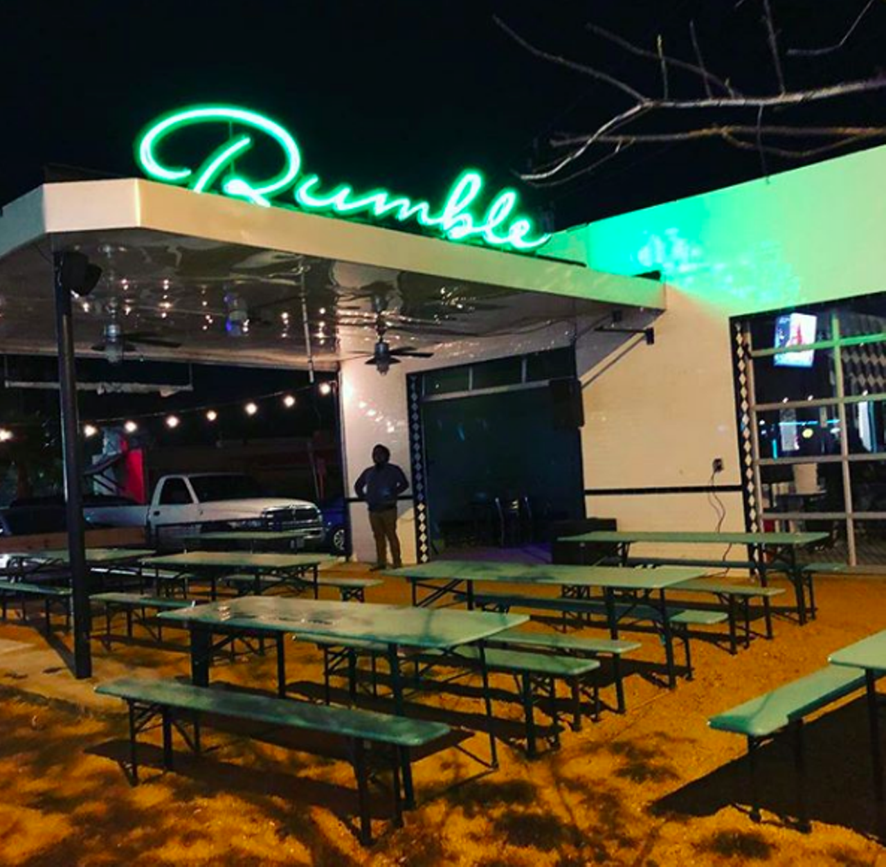 Rumble
Masks Required
2410 N St Mary's St, (210) 885-3925, rumblesatx.com
Beer, mixed drinks, frozen drinks – you can have it all at Rumble. And the best news of all is that you can enjoy the booze and patio vibes with your pup by your side.
Photo via Instagram / oteroadaniel