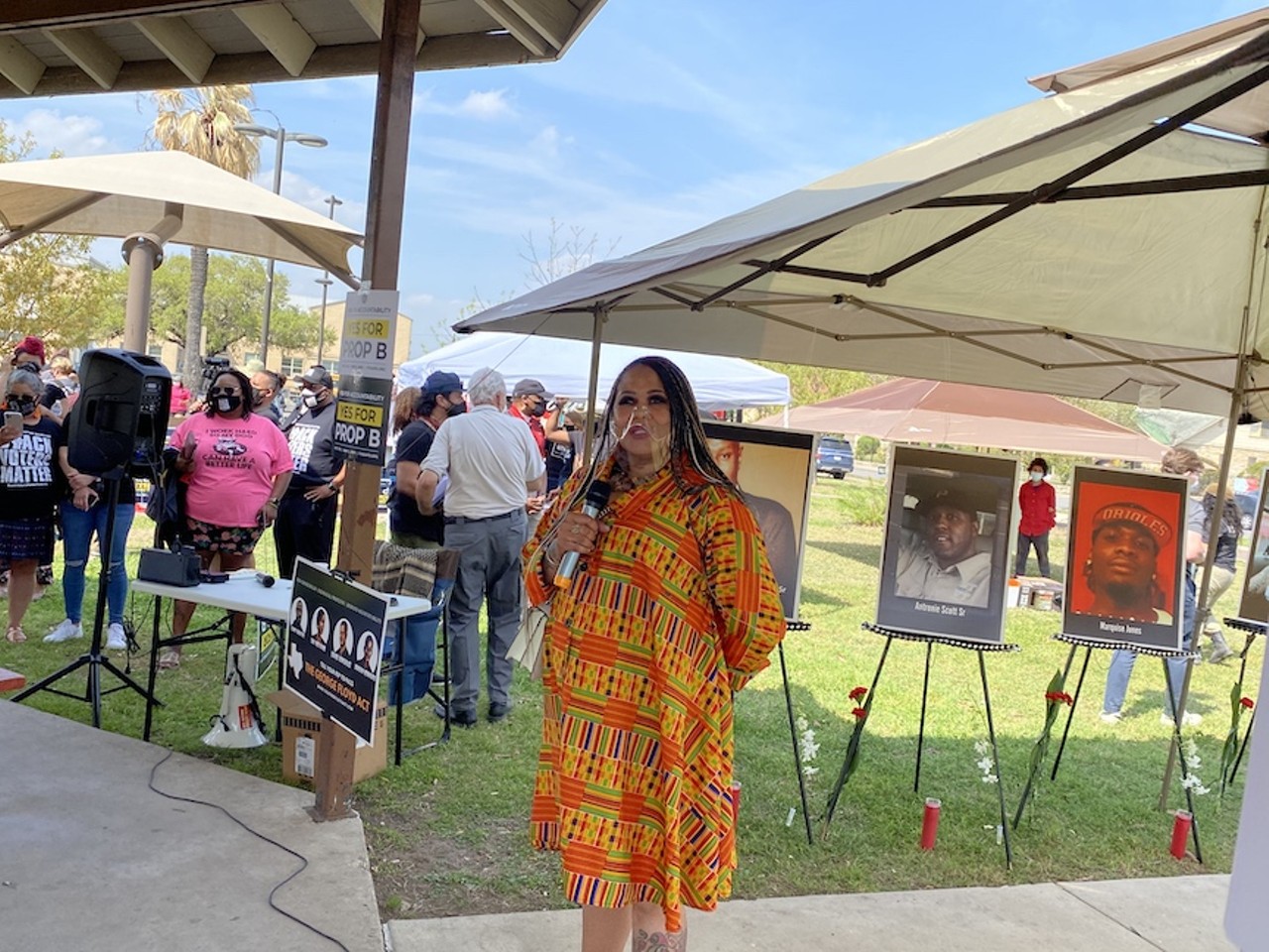 All the people we saw at the San Antonio Coalition for Police Accountability's Prop B rally