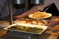 Asparagus, roast chicken breast and classic risotto - HANNAH SHOUP