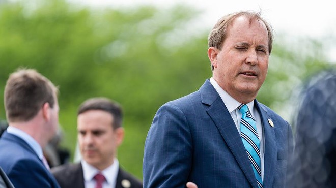 Texas Attorney General Ken Paxton speaks during a press conference at the U.S. Supreme Court in April.