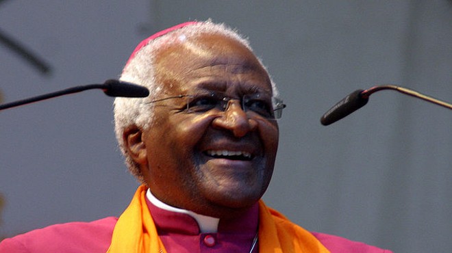 Desmond Tutu speaks in Germany in 2007.