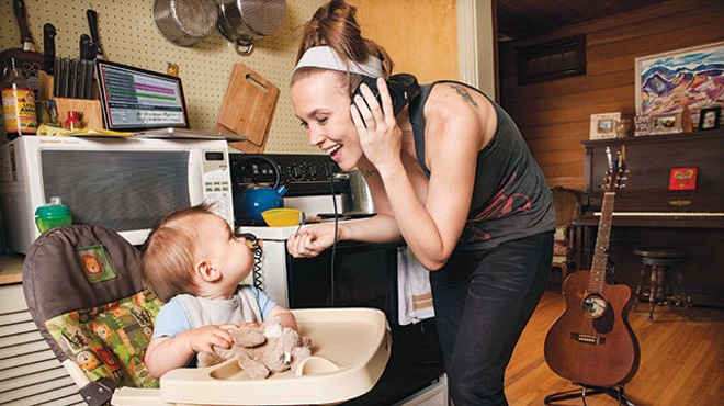 Supermom—Bekah Kelso singing to son Kaius while cooking and recording