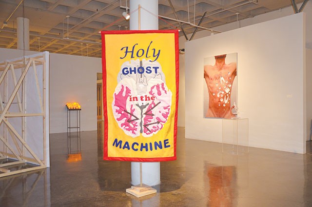 'Belief Engine', one of Sauter’s felt sculptures, reminiscent of altar decorations circa the 1970s - BRYAN RINDFUSS
