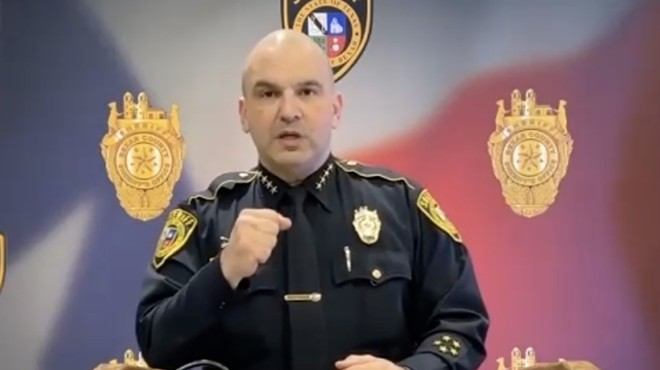 Bexar Sheriff Javier Salazar speaks during an online news conference about the arrest.