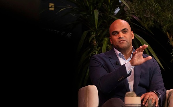 U.S. Rep. Colin Allred, D-Dallas, speaks about his U.S. Senate race against incumbent Ted Cruz with Tim Miller, writer at The Bulwark, at The Texas Tribune Festival in Austin on Sept. 7, 2024. Credit: