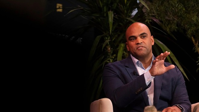 U.S. Rep. Colin Allred, D-Dallas, speaks about his U.S. Senate race against incumbent Ted Cruz with Tim Miller, writer at The Bulwark, at The Texas Tribune Festival in Austin on Sept. 7, 2024. Credit: