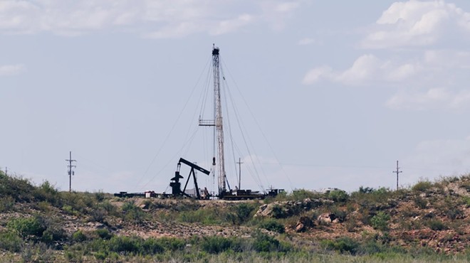 An oil well adjacent to the Red Bluff Reservoir in Reeves County on Feb. 24, 2020. NGL Water Solutions Permian has proposed discharging treated produced water into the reservoir.