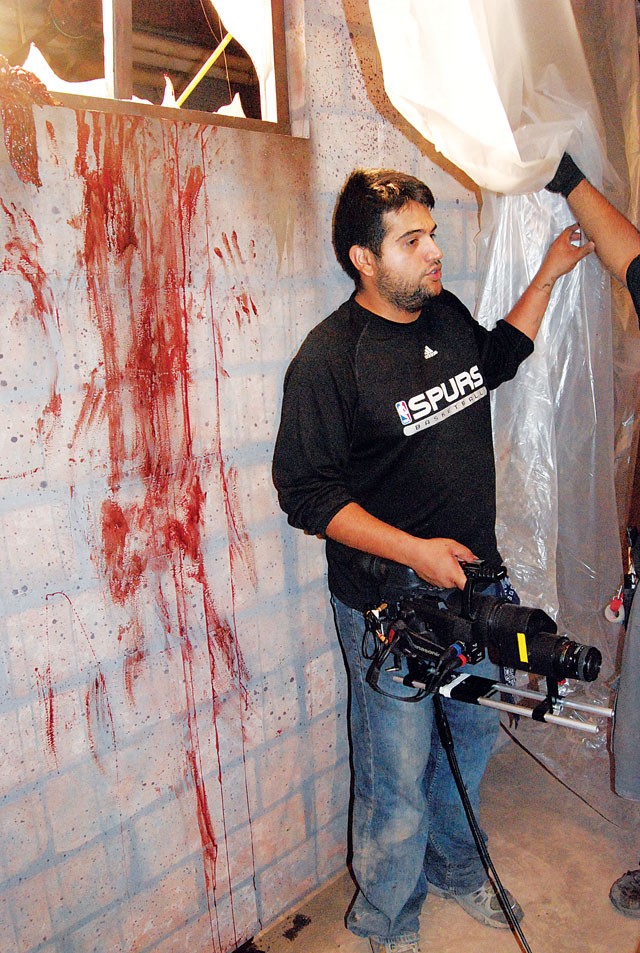 Director Daniel Maldonado on the set of The Killing Strain.
