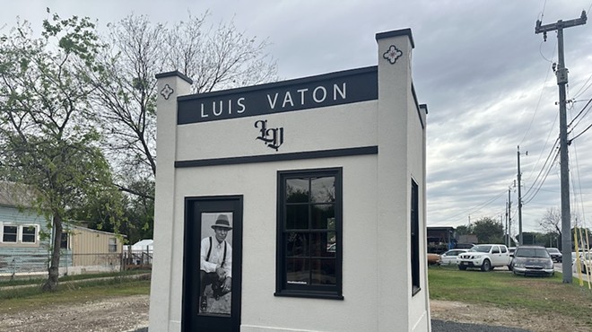 The "Luis Vaton" pop-up art installation can be found at the intersections of West Lambert and South Flores streets.