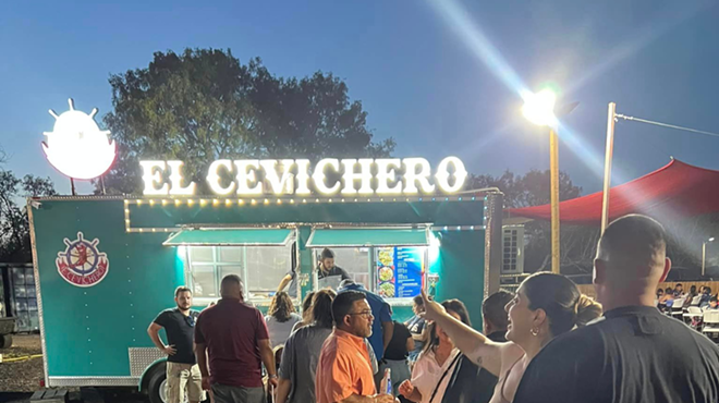 Customers wait in line for El Cevichero at its Rancho 181 location.