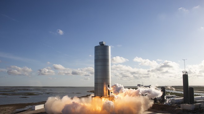 SpaceX's Starship SN5 during a flight test conducted in August of 2020.