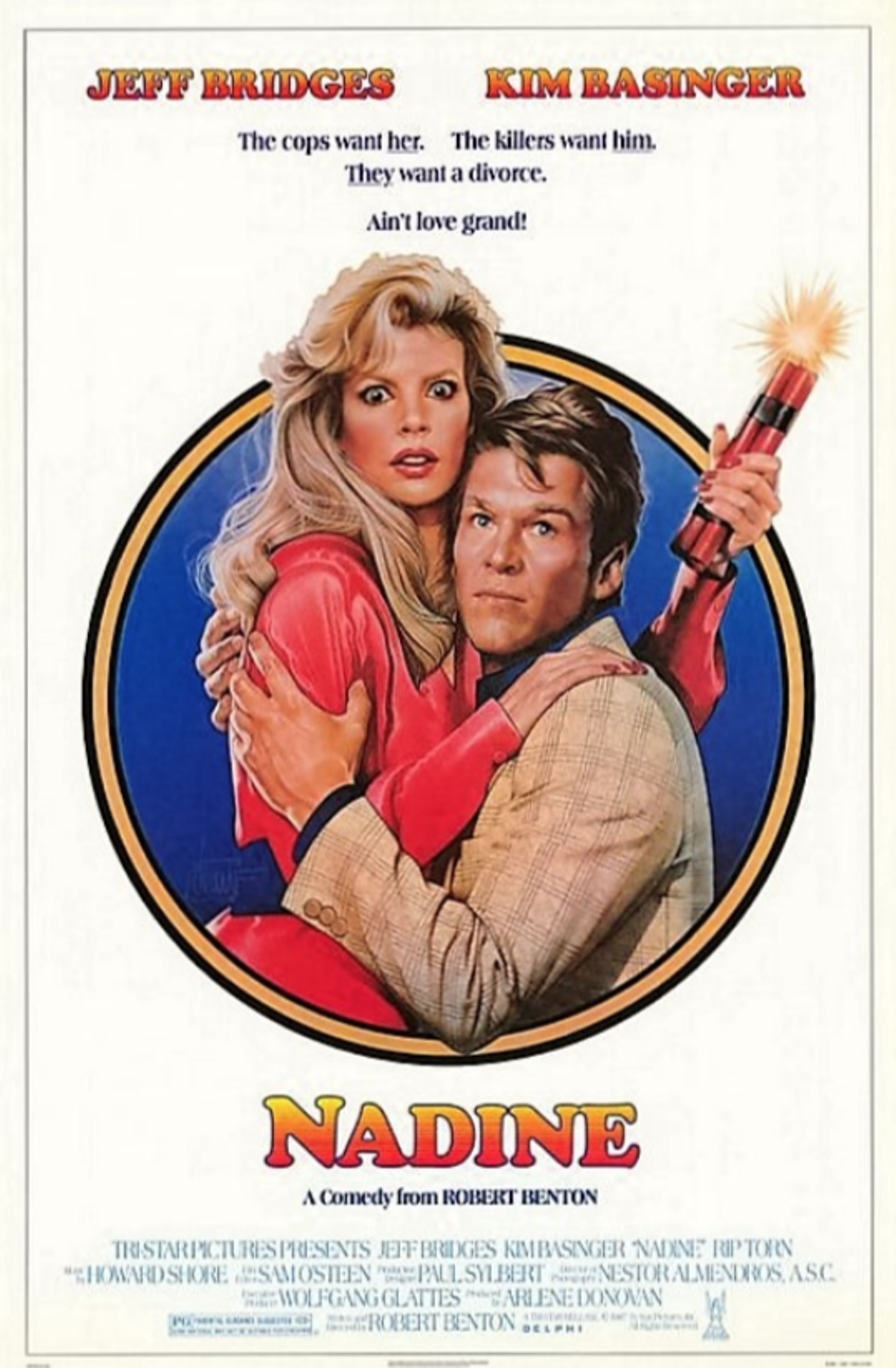 Nadine
Set in 1954 Austin, this 1987 film stars Kim Basinger and Jeff Bridges. Playing the title character, Basinger goes to a photographer who has risque photos of her, and ends up in the middle of a murder scene when she goes to get the prints back. She grabs an envelope with her name of it – which doesn’t actually have her photos. Instead, she gets stolen plans for a new highway development, prompting Bridges’ character to scheme to get rich. And Bridges’ mistress in the film is a former Pecan Queen who works at the Lone Star Brewing Company. Oh, and Nadine is pregnant and the couple wants a divorce. There’s a lot going on and some scenes were shot in San Antonio, so you might as well watch it.
Photo via IMDB / Nadine