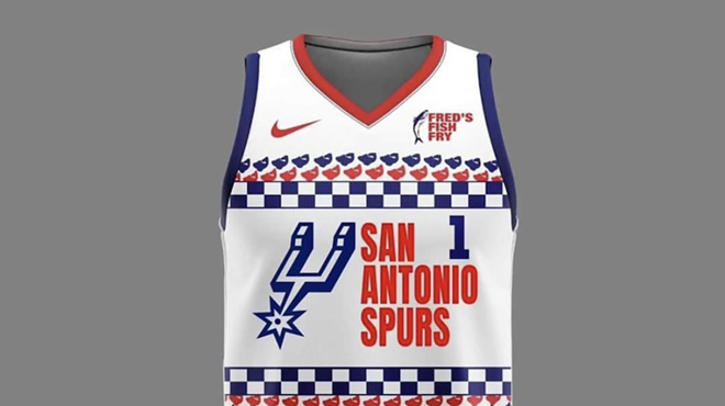 San Antonio artist Adrian Galvan, who created a Fred's Fish-inspired Spurs jersey and signed a licensing agreement with Wade and Williamson, is being sued by by the fast food chain for copyright infringement.