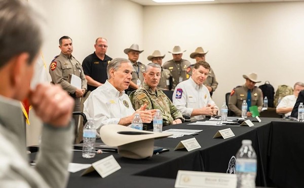 Gov. Greg Abbott discusses border security during a press event in Eagle Pass earlier this year.