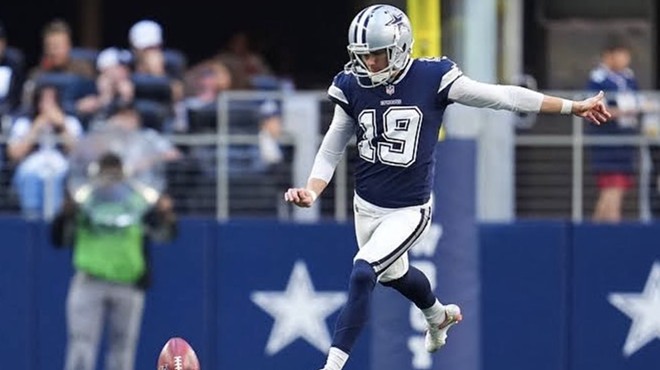 Dallas Cowboys kicker Brett Maher's extra point attempt was blocked during their match-up against the San Francisco 49ers on Sunday.