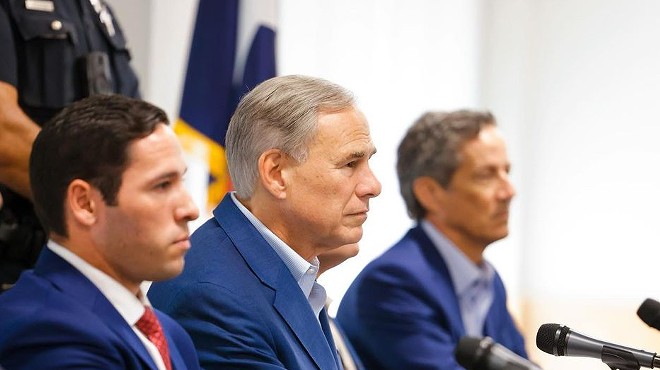 Gov. Greg Abbott puts on a serious face at a press event.