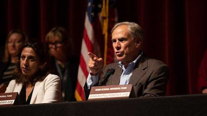 Gov. Greg Abbott speaks during a press conference at the Uvalde High School on May 27, 2022. He addressed the response to the recent school shooting and emphasized the need to respond to mental health crises.