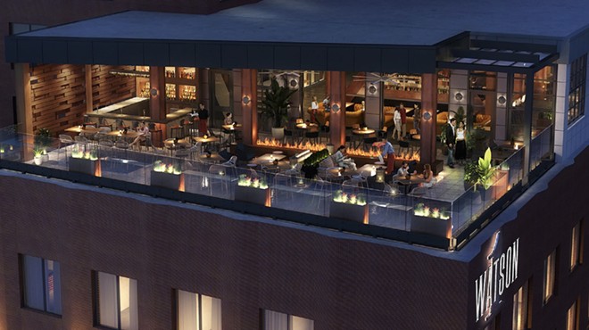 Renderings of the 3,472-square-foot rooftop bar 1 Watson show it offering views of the San Antonio River Walk, Main Plaza and San Fernando Cathedral.