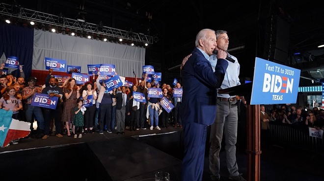Democratic presidential candidate Joe Biden cozies up with Beto O'Rourke during a pre-pandemic Texas campaign stop.