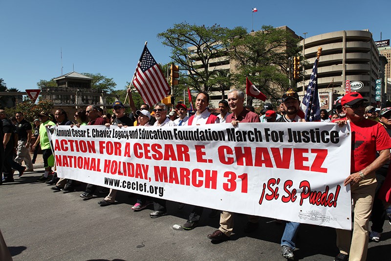 Hundreds of San Antonio activists took to downtown streets to celebrate the life and work of C&eacute;sar Ch&aacute;vez, including a push to make his birthday a federally recognized national holiday. - Linda Romero