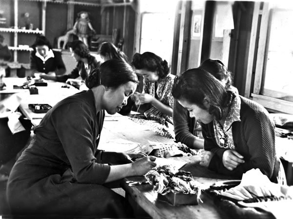 Japanese women working at Crystal City Internment Camp - COURTESY
