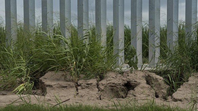 Erosion can be seen along a privately funded border wall in Mission in June 2020.