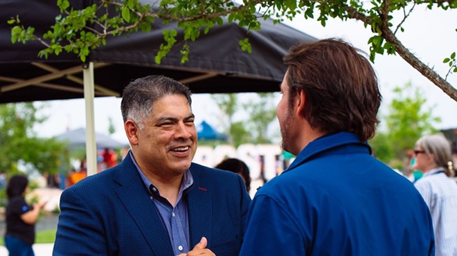 Manny Pelaez (left) announced his run for San Antonio mayor on Tuesday.