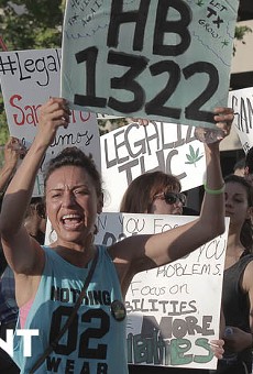 SA NORML, a local marijuana advocacy group, hosted march through Downtown on Sunday, May 3, 2015. Protesters were showing support for pending state legislative that would put Texas on the path toward legalization.