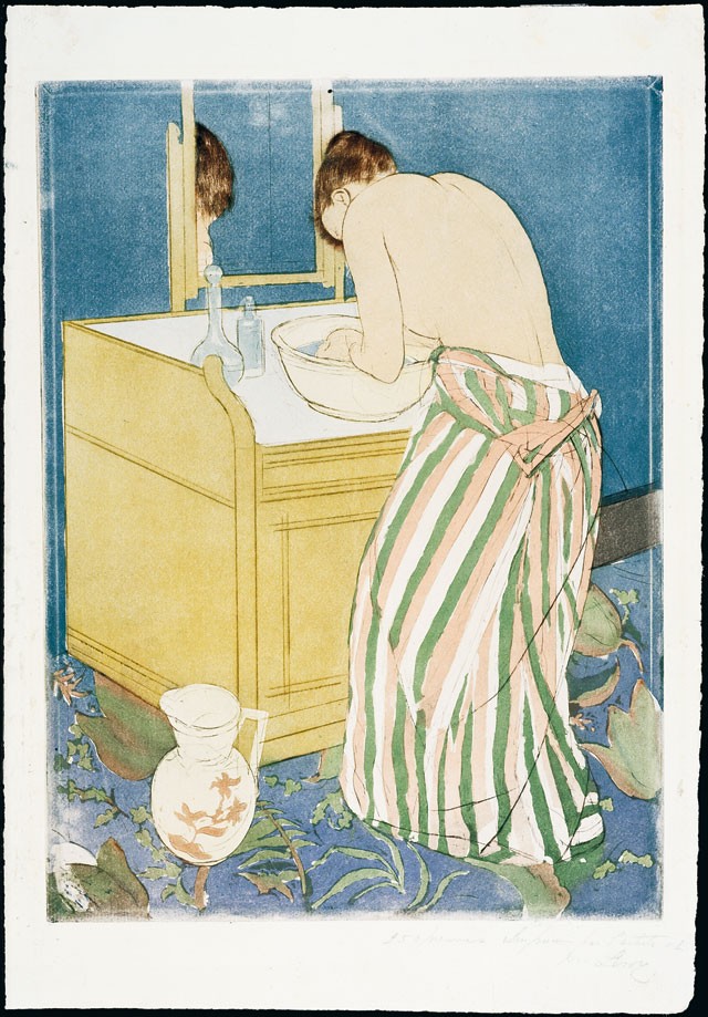 Mary Cassatt (American, 1845-1926), Woman Bathing (The Toilette), ca.1891,Drypoint and aquatint, gift of Margaret Batts Tobin, 1979.4