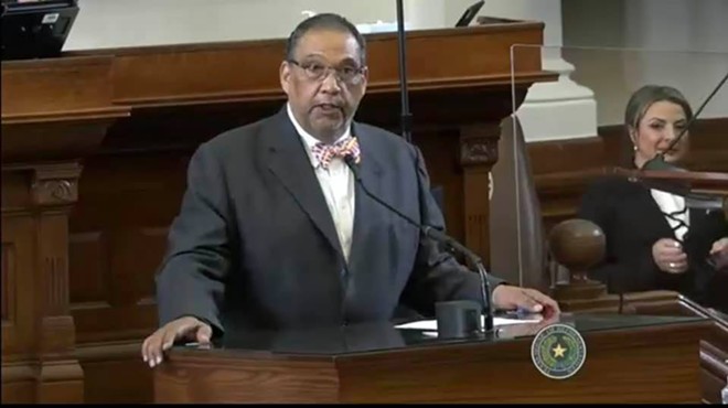 State Rep. Joe Deshotel speaks at the podium in the Texas House. it's unclear whether this photo was taken during the current legislative session.
