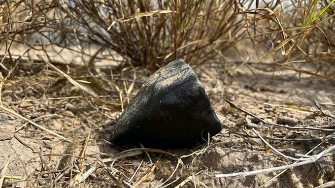 This meteorite was found in February 2023 near the town of El Sauz, Texas. It and four others discovered nearby are on display at the Witte Museum.
