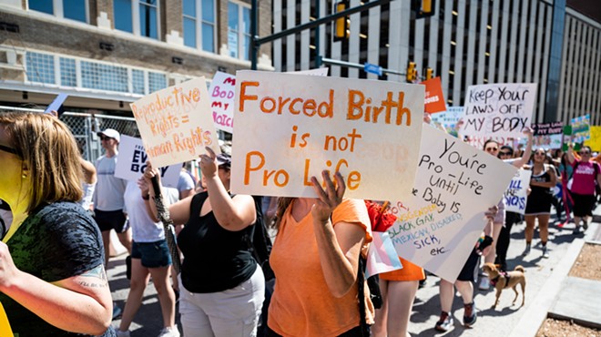 San Antonio women march in support of abortion rights earlier this year.