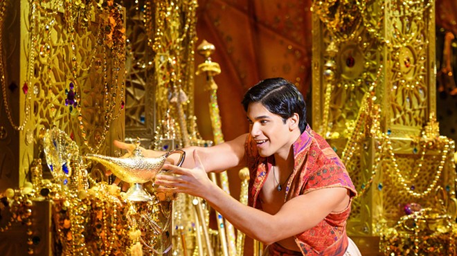 In the musical, Aladdin embarks on a treacherous quest to outsmart Jafar and save Agrabah from a reign of tyranny.