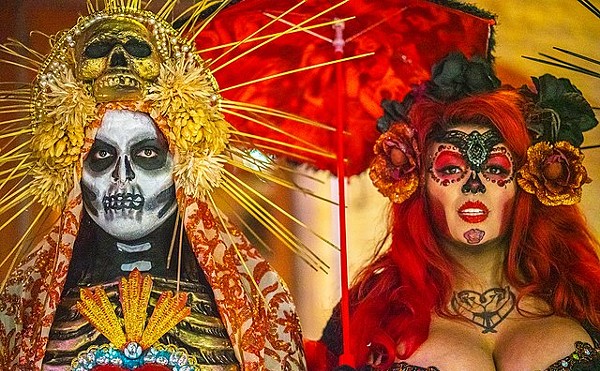 Revelers dressed as Catrinas in San Antonio's Day of the Dead celebrations.
