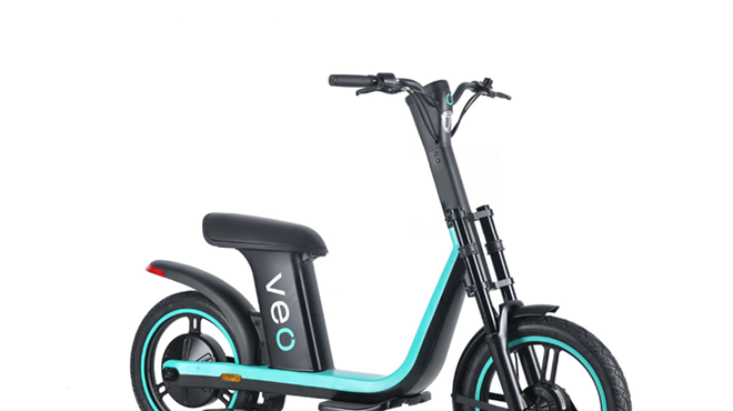 Veo's Cosmo is a seated scooter.