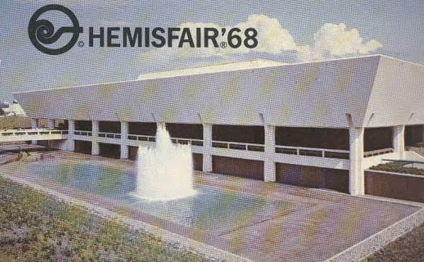 The Institute of Texan Cultures, which was built as part of HemisFair '68, is shown off on this vintage postcard.