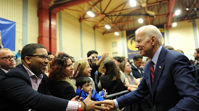 Joe Biden presses the flesh, pre-COVID-19.
