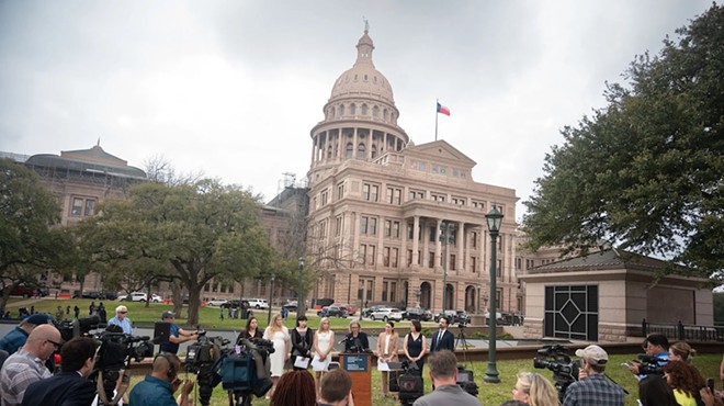 President of Center for Reproductive Rights Nancy Northup speaks at a press conference announcing the filing of Zurawski v. State of Texas, at the Capitol on March 7, 2023. The lawsuit demands clarity from the state on what constitutes a “medical emergency” exception to abortion bans.