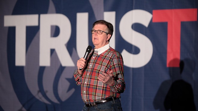 Texas Lt. Gov. Dan Patrick puts his taste in men's wear on display during a speech in Las Vegas, Nevada.