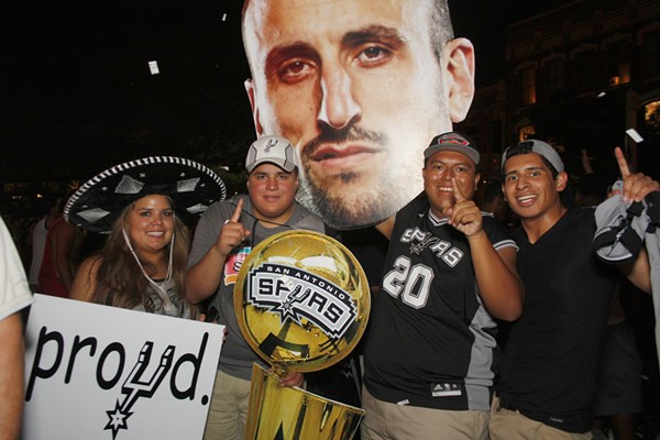 Spurs fans celebrate after the team's 2014 NBA Championship win - MAYRA ALEXANDRA