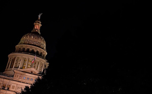 The state Capitol early in the morning of Sept. 6, 2023, the third day of the impeachment trial in Austin.