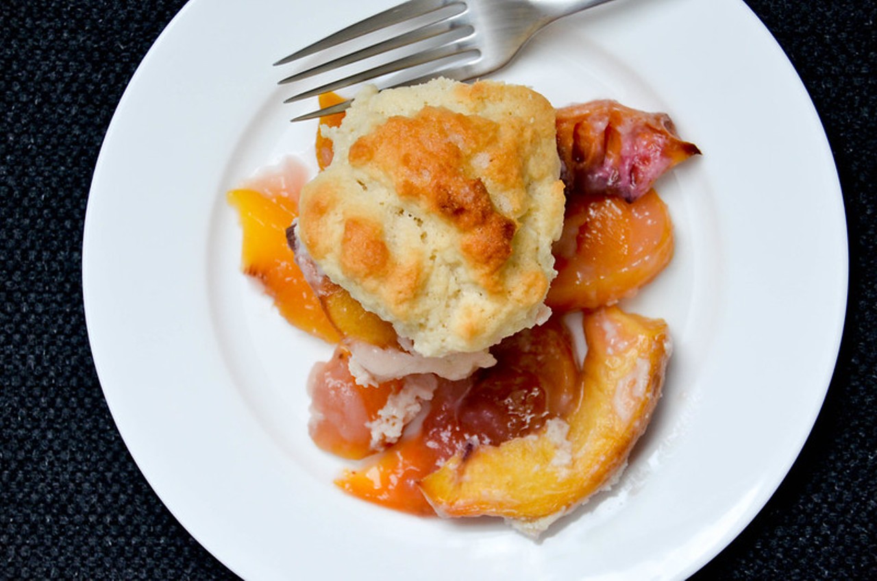 Fredericksburg Peach Cobbler
Texas Hill Country peach season is upon us, so pick up some ripe peaches for a decadent cobbler.
Find the recipe here.
Photo via Flickr /  sk